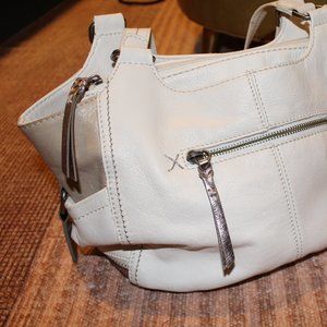 White & Metallic Slouchy Shoulder Bag